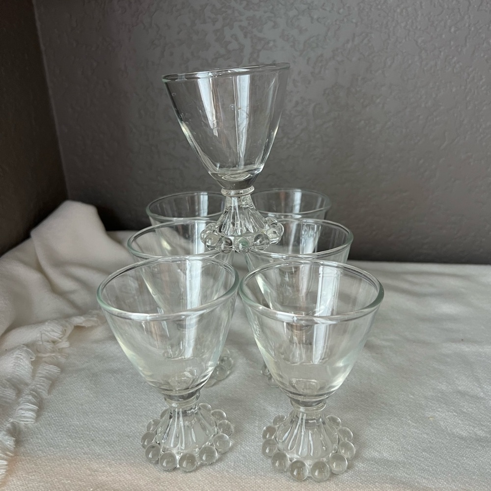 SET OF 7 Juice Wine Glasses Anchor Hocking Boopie Pattern